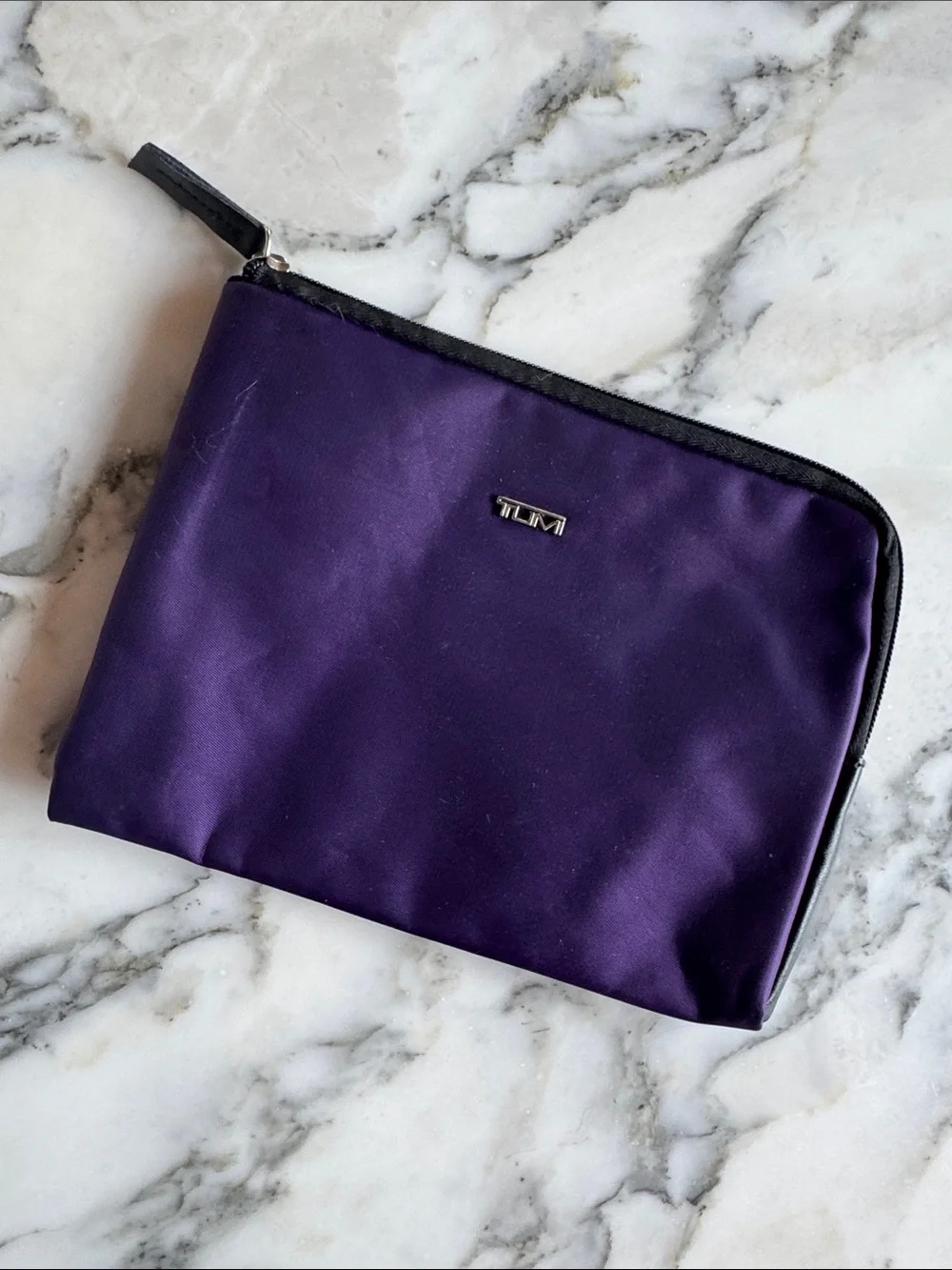 TUMI for Delta Purple Nylon Amenity Kit Travel Cosmetic Toiletry Pouch